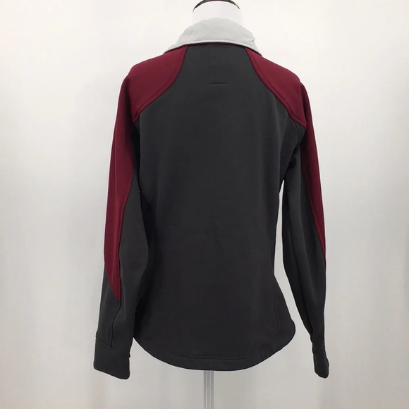Nike ACG Thermal Layer 2 Red Gray Fleece Jacket Womens Medium Thumbhole Zip Up - Picture 3 of 13
